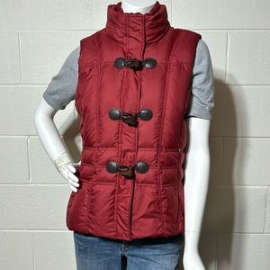 Eddie Bauer PREMIUM QUALITY GOOSE DOWN Womens M Red Puffer Vest Hook Zip